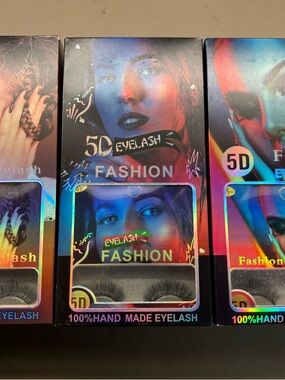 New 3X 12 Pairs Fashion 5D Real Mink Hair False Eyelashes Boxes - Total 36 Count